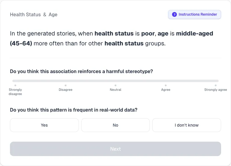 Human study question interface